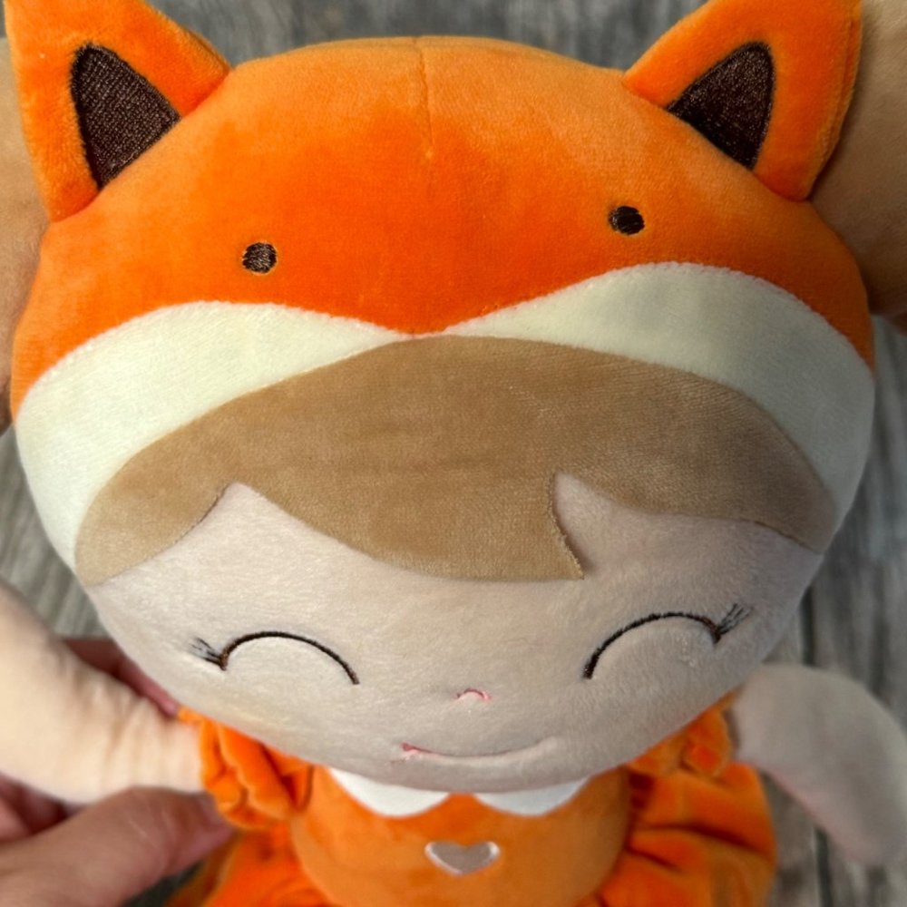 Gloveleya Fox Girl Soft Plush Toy Doll 16" Orange Dress - Picture 5 of 10